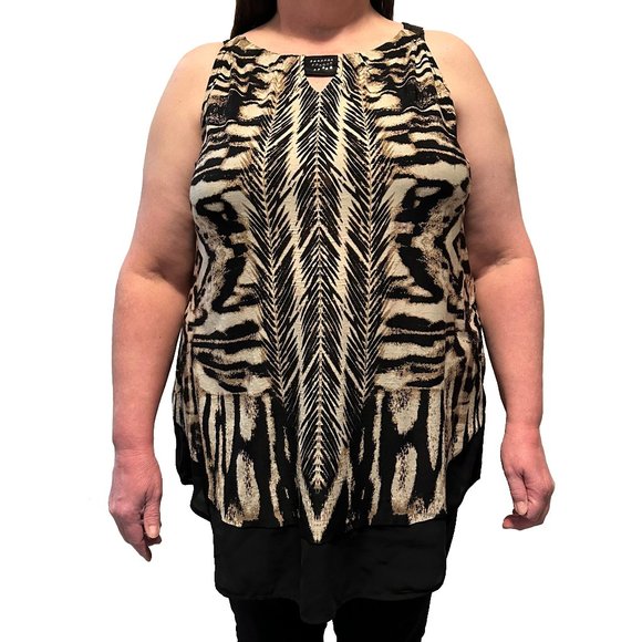 Lily Morgan Leopard Tiger Animal Print Top - Picture 1 of 6